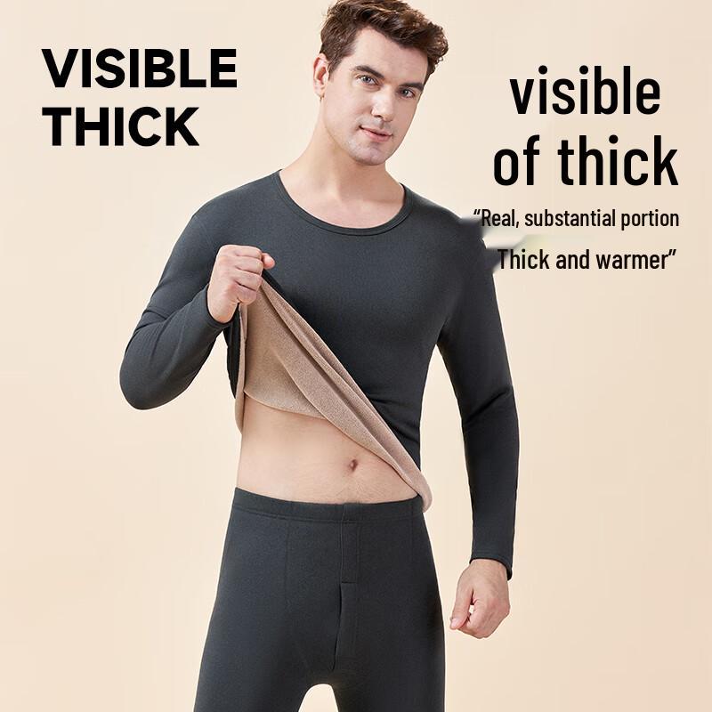 Langsaha Couple's Plush Thickened Thermal Underwear Set