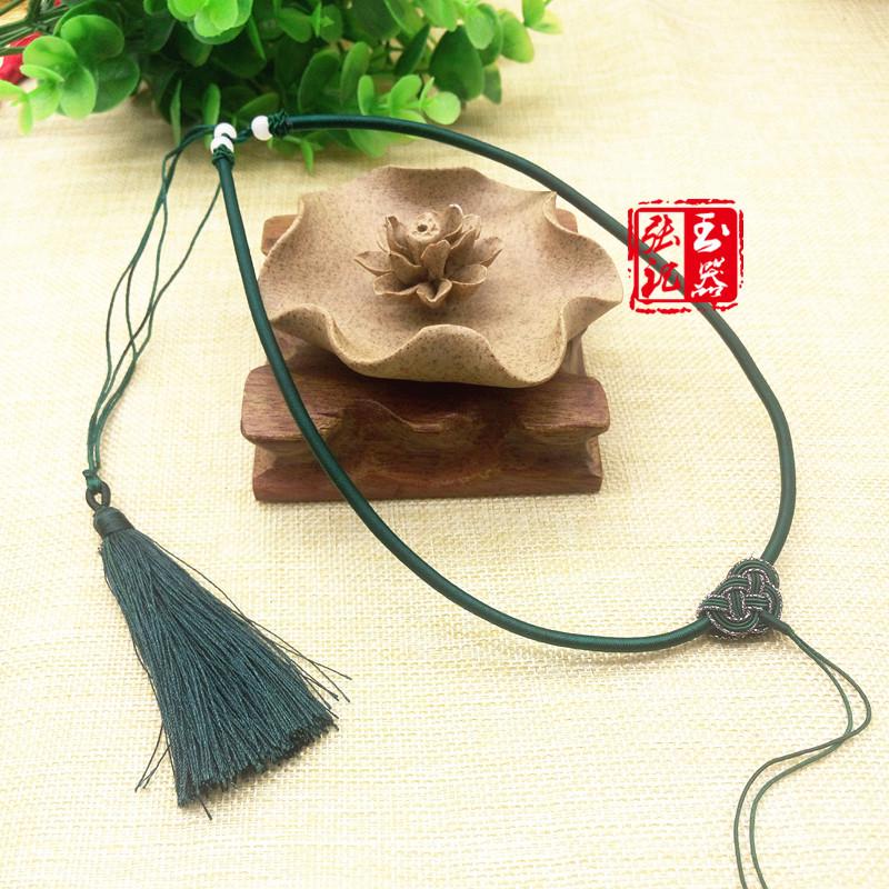 Ethnic Style Handmade Chinese Knot Jade Pendant Lanyard Necklace