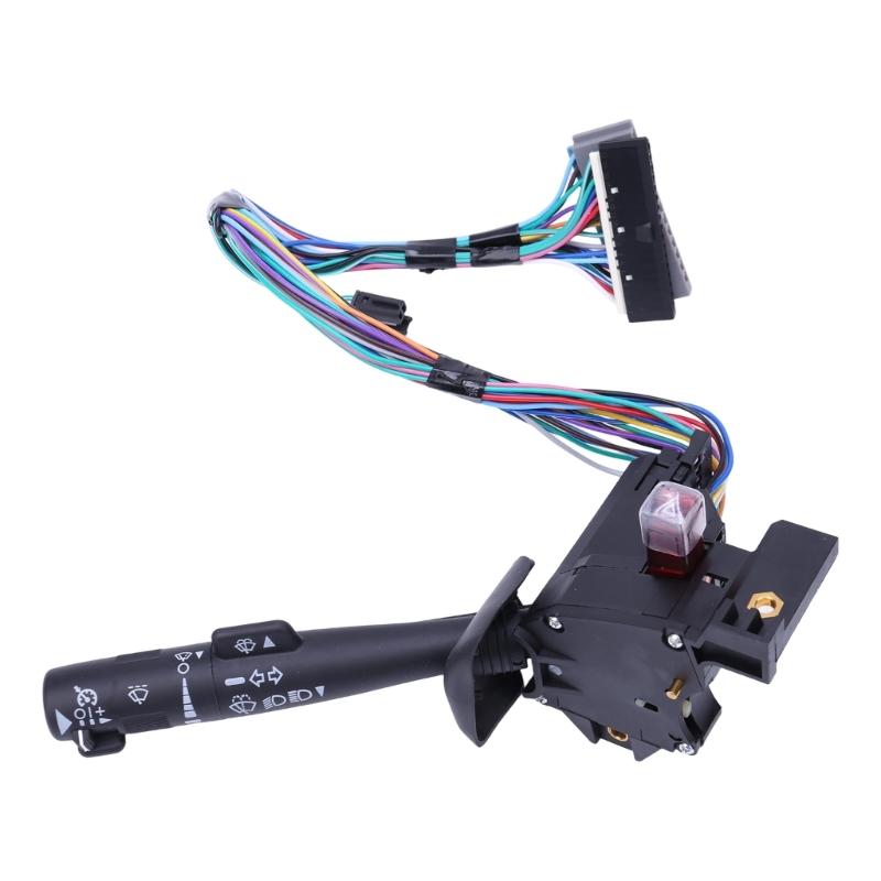 Steering Column Combination Lever Assembly 26090822 with ABS Housing, Multicolor Wire Harness, Rectangular Harness Connection, and Turn Signal,