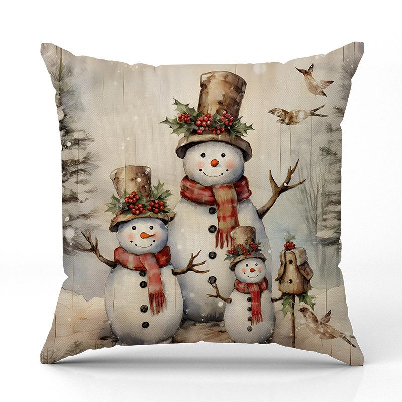 Christmas Snowman Print Pillow Case New Home Sofa Cushion Indoor Versatile Cushion Cushion