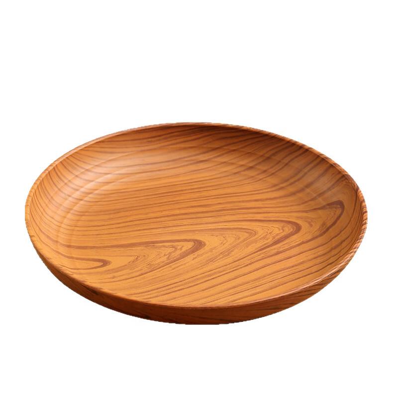 Einfache runde Kunststoffschale mit Holzmaserung - 5er-Pack