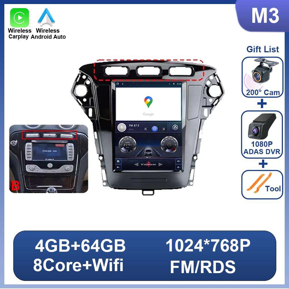 9.7 Inch Android 14 For Ford Mondeo MK4 2011-2013 For Tesla Style Car Radio Video Player No 2 Din Bluetooth 8 Core GPS Carplay