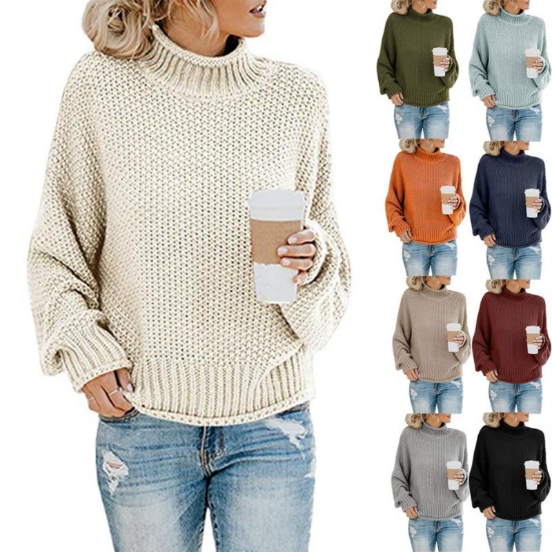 Turtleneck Sweater Women's Autumn and Winter Knitwear Loose Solid Color Large Size Commuter Top Women 817