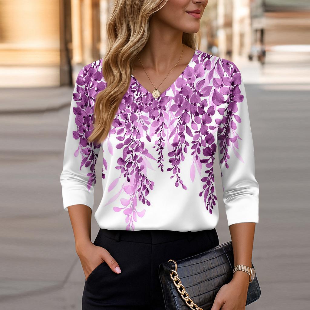 Blouse For Women Dressy 3/4 Long Sleeve Shirts Business Casual Outfit Tops