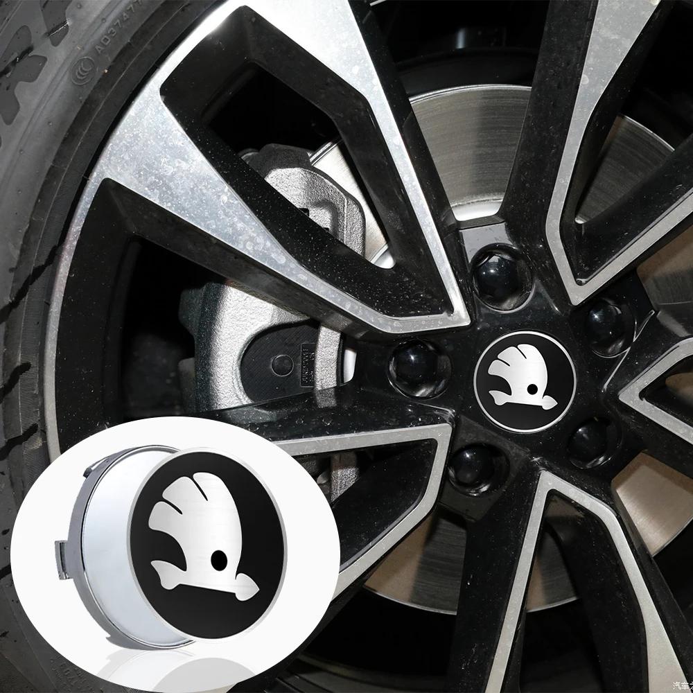 Autoaufkleber 4 Stück 3D 56mm 65mm Autoemblem Radnaben-Mittelkappe Abzeichen Abdeckungen Aufkleber Zubehör Für Skoda Octavia Kodiaq VII Scal