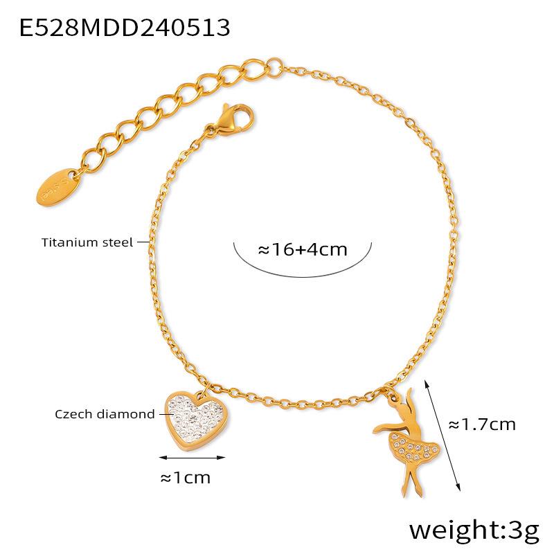 Heart Rhinestone Titanium Steel Bracelet - Women s Fashion Accessory