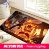 Ash Ketchum and Fire Tiger Pokemon Battle Print Non-Slip Doormat Soft Floor Mat