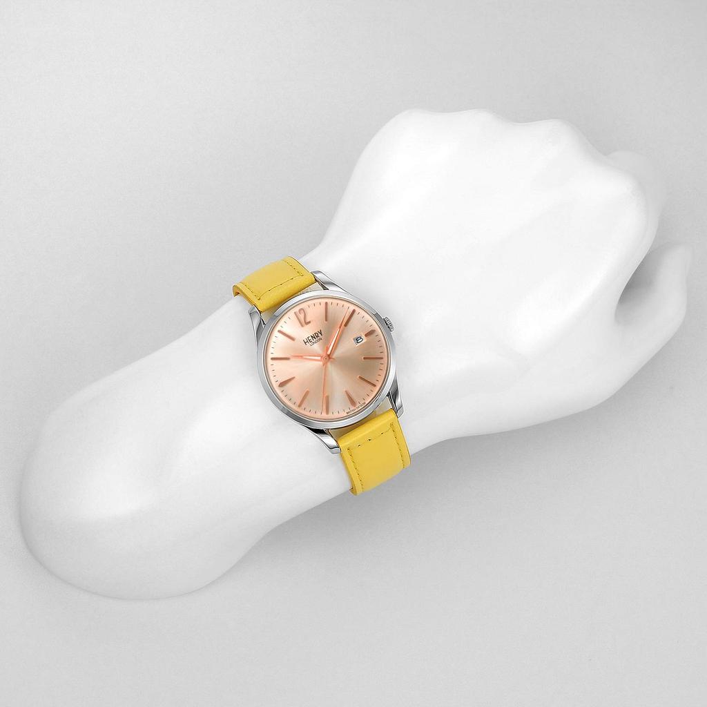 Henry London Watch HL39S0299, 39mm, Yellow Dial, Stainless Steel Crystal, Quartz Movement, Officially Imported, Black