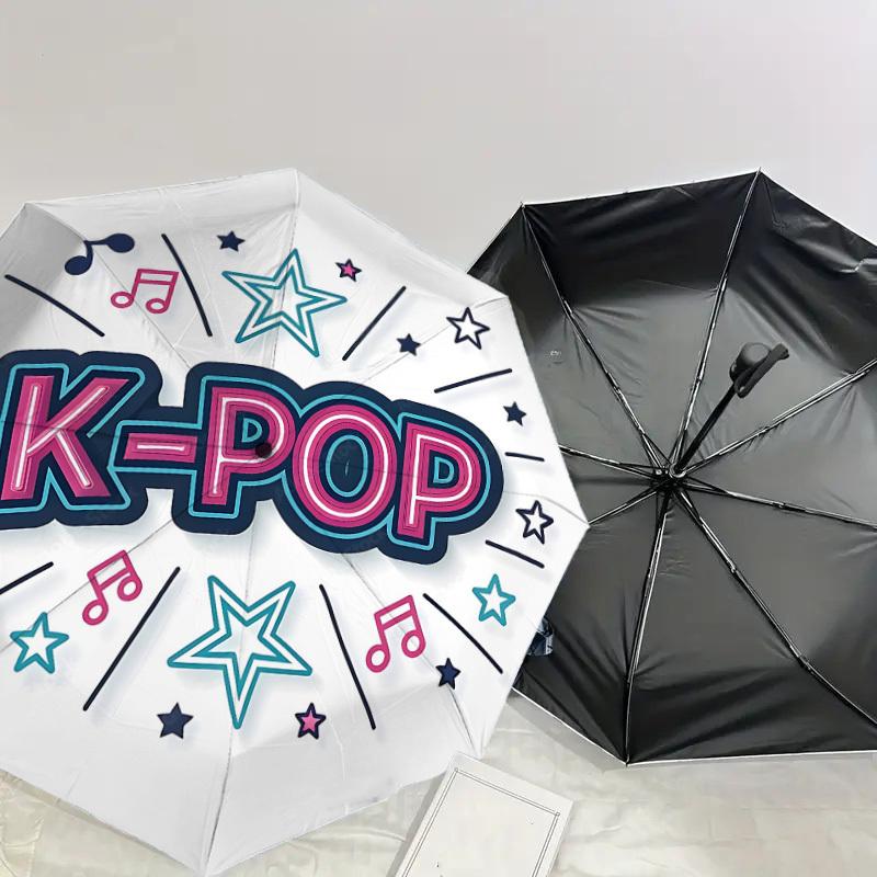 1PC K-pop Music Automatic Open/Close Umbrella with Windproof, 8-Rib Sturdy Canopy, Durable Ribs, Fashionable Design, 1314A