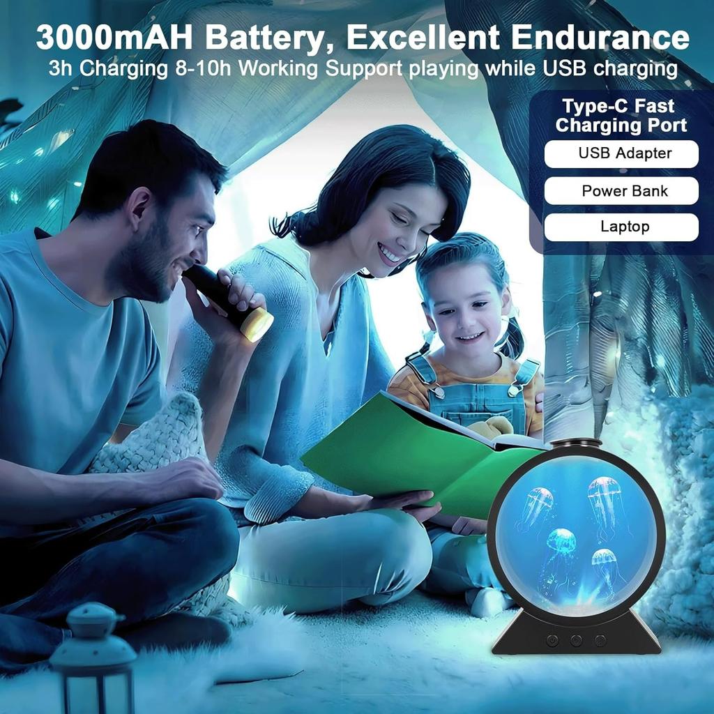 Jellyfish Lamp,USB Inserted Jelly Fish Light Lamp,Jellyfish Tank Aquarium Night Mood Light with Adjustable Flow Rate and Timing for Home Office Living