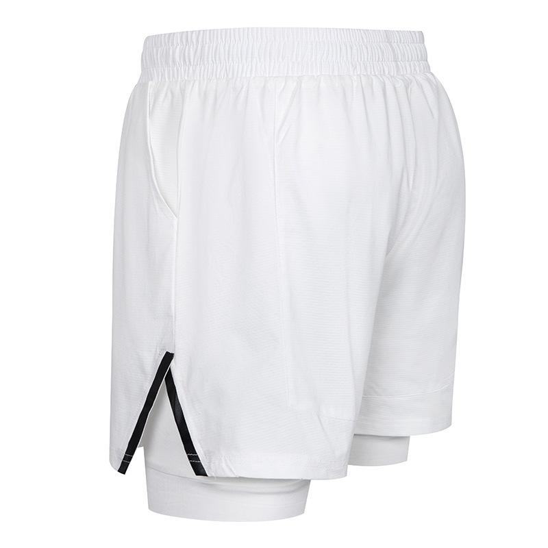 Men 2 In 1 Quick Dry Athletic Shorts Elastic Waist Drawstring With Liner
