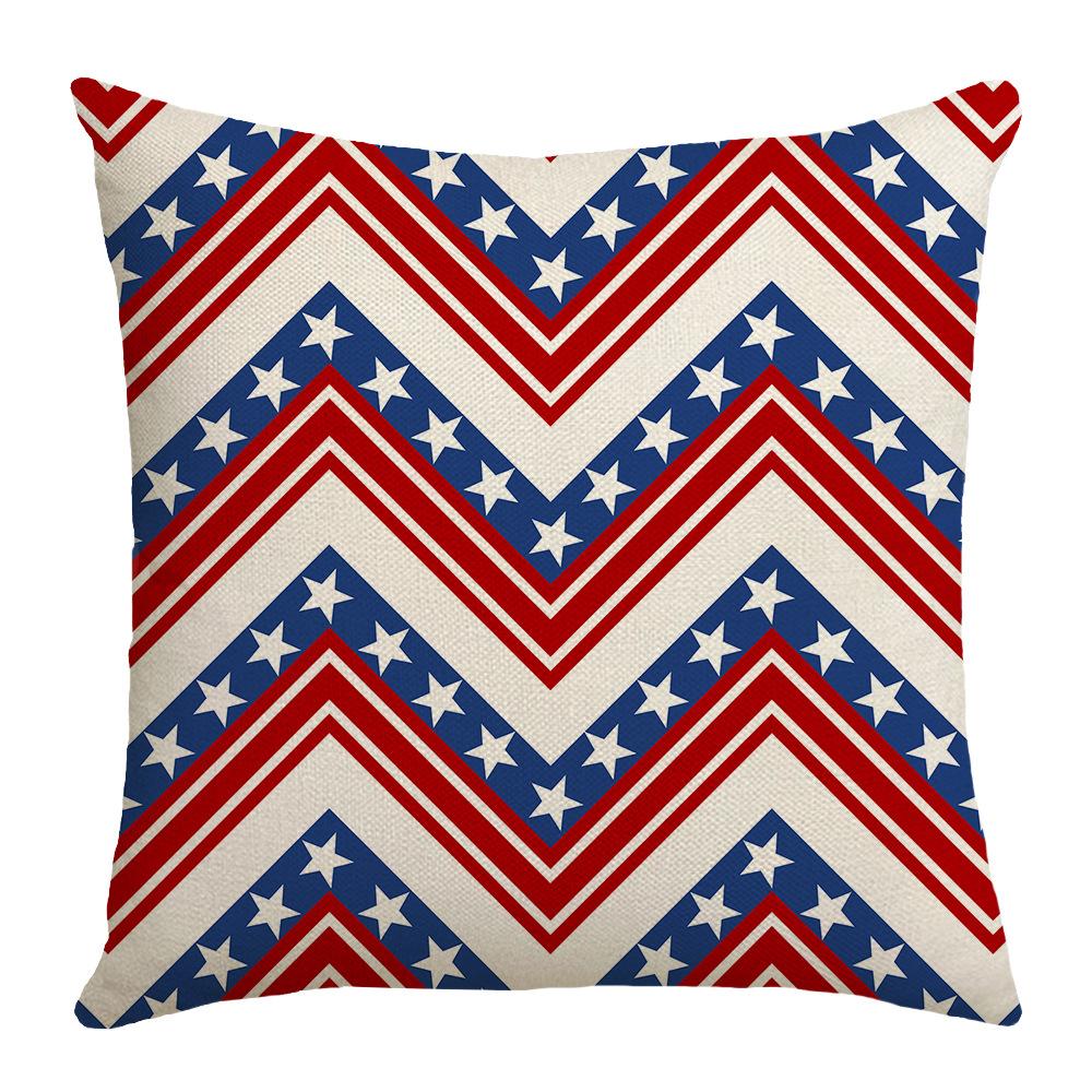 New Independence Day Printed Pillow Cover Simple Striped Sofa Bedroom Pillow Cover Cushion Cover