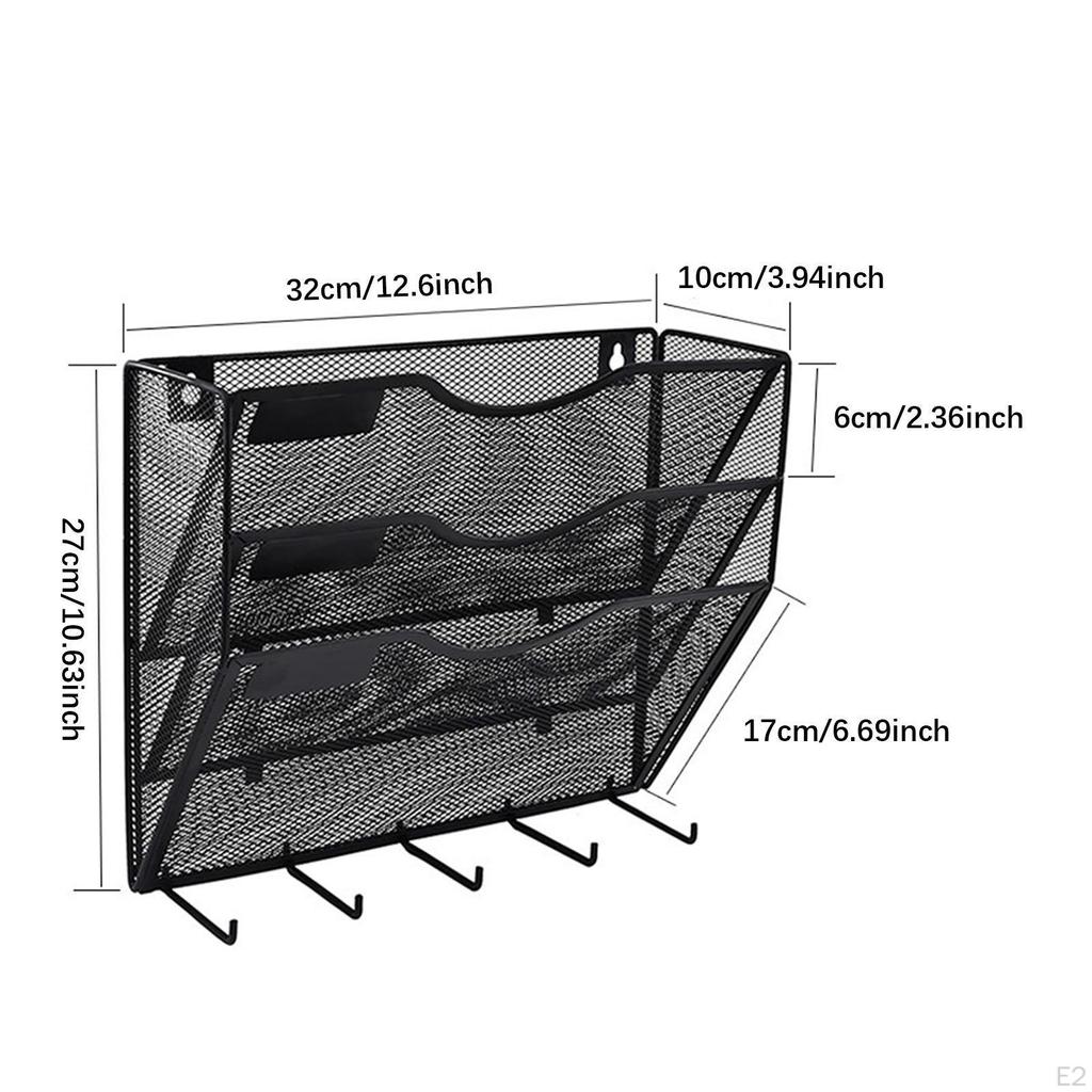 Wall File Mail Organizer Holder 3 Tier for Pamphlets Notebooks Save Space Versatile Paper