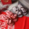 Four Seasons Wedding Slippers A Pair of Women's New Spring and Autumn Festive Red Silk Dowry Non-slip Home Slippers