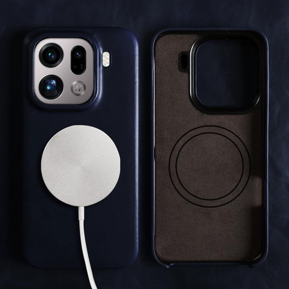 Genuine Leather Waxed Oil Texture Case for OPPO Find X9 Pro X8 Ultra X8S X8 Pro Trendy Style Vintage Cowhide Magnetic Full Coverage Cover