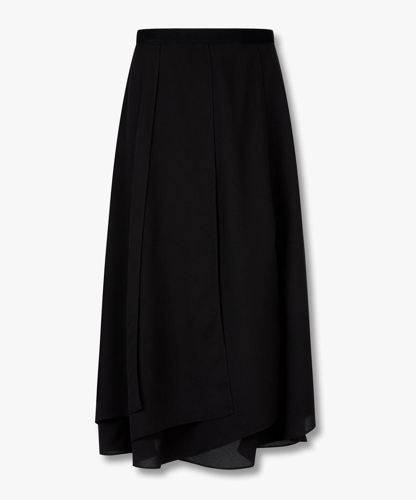 Bobeu Chiffon Layered Long Skirt _Black_7156335001