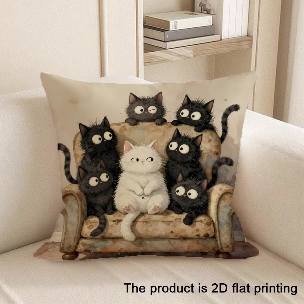 1Pc Adorable Animal-Printed 2D Flat Printing Pillowcases Sofa Cushion Cover Home Bedroom Room Decoration