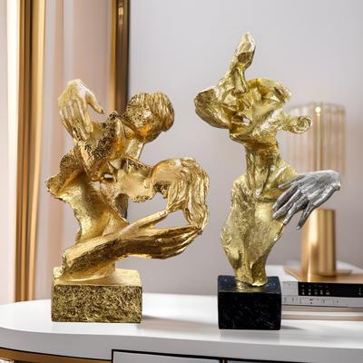European Couple Golden Mask Ornaments Silence Is Gold Resin Craft Office Desk Cabinet Home Decoration