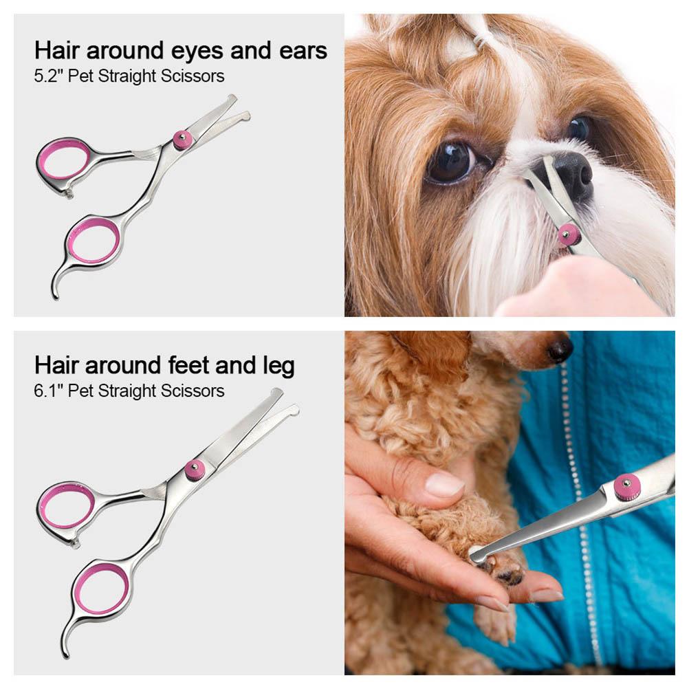 6Pcs/Set Pet Dog Hair Cutting Professional Scissors Hairdressing Shears Thinning Tool Kit with Comb