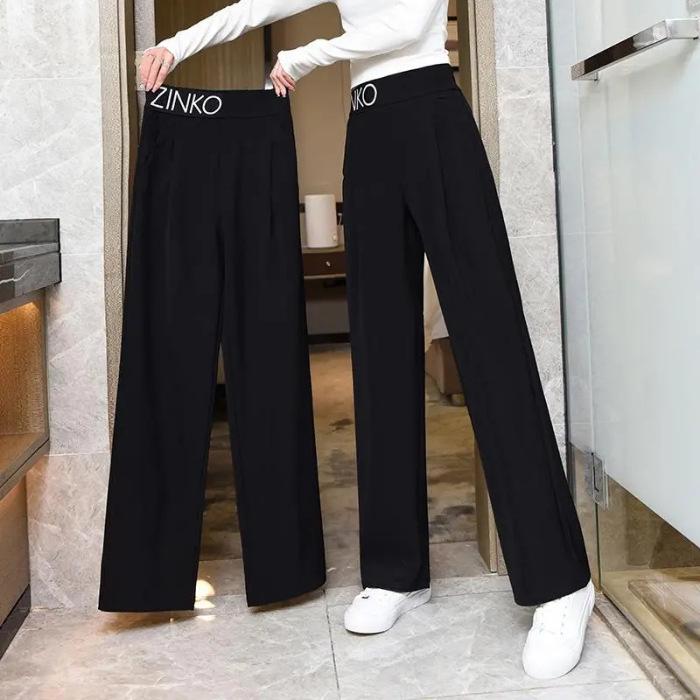 

Ice Silk Plus Size High Waist Straight Leg Pants for Women - Casual Loose Drape Style X-Large чёрный