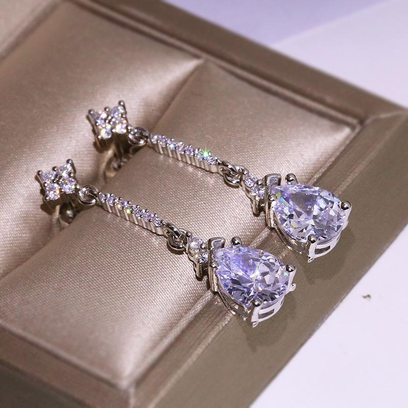 The Jewelry Sparkles with 5A White Zircon Water Drops