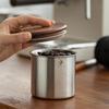 Luftdichter Edelstahl-Kaffeebehälter mit Holzdeckel, Kleines tragbares Kaffeebohnen-Aufbewahrungsglas für die Küche