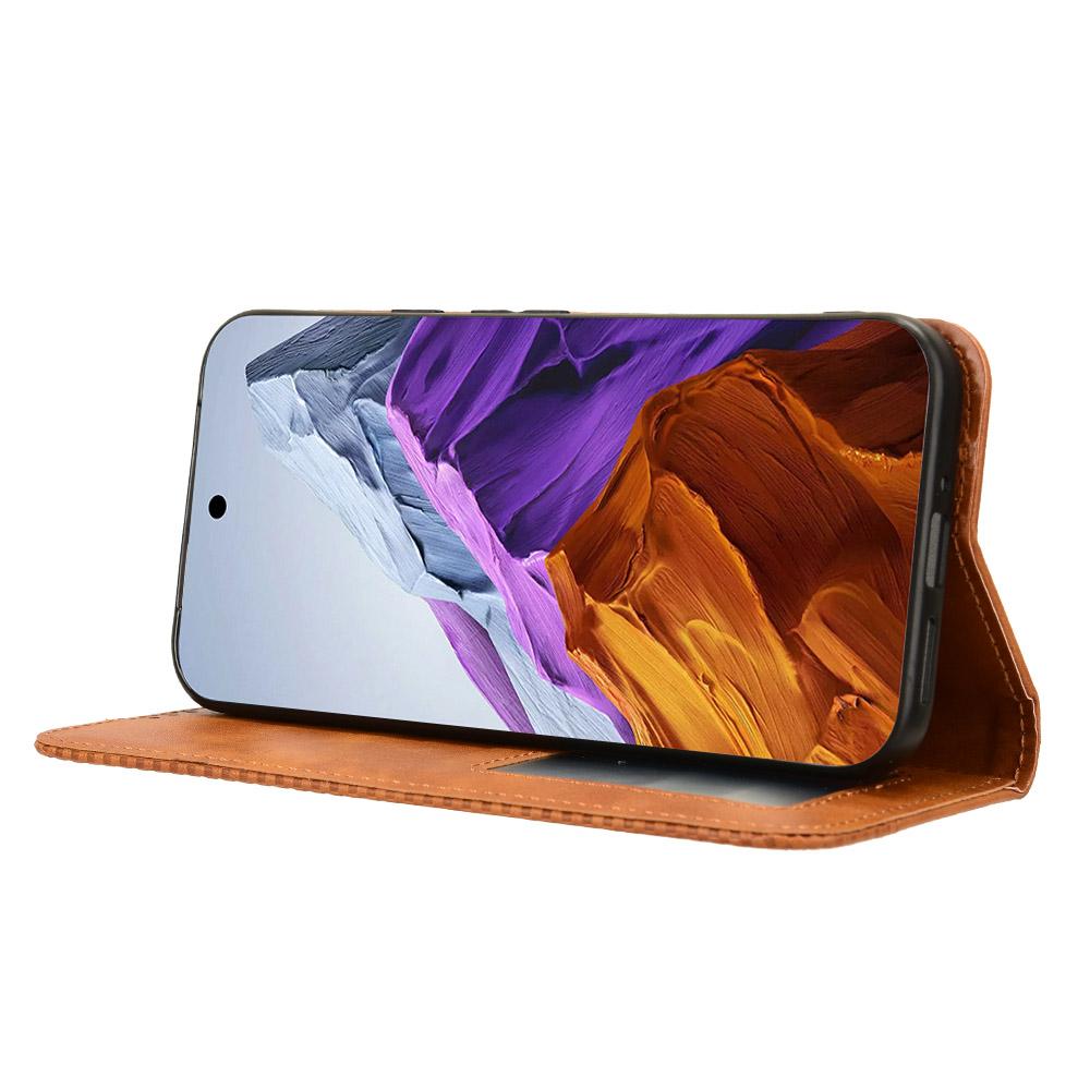 For Google Pixel 9 Pro XL Case Vintage Leather Stand Magnetic Closure Phone Cover