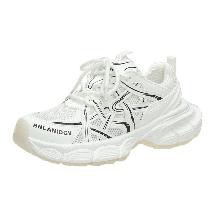 

Paris Daddy shoes thin mesh summer breathable women s shoes 2025 new casual shoes splicing lace-up muffin bottom versatile tide 35