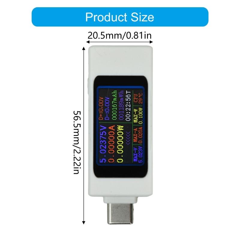 USB C Display Meter for Charging Data Review, Male to Female Type C Tool with 2 Way Monitoring Support for Daily Device Use at the Desk