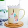 YOMDID Kreative Einhorn-Kaffeetasse Praktische Keramiktasse Milchkaffee Tee Trinktassen Mit Löffel und Kronendeckel Trinkgeschirr 350ml