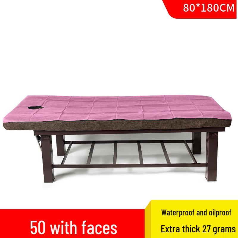 Vodotěsné a olejivzdorné jednorázové prostěradla na masážní lehátko s otvory, ideální pro kosmetické salony, zesílené, 50 kusů.