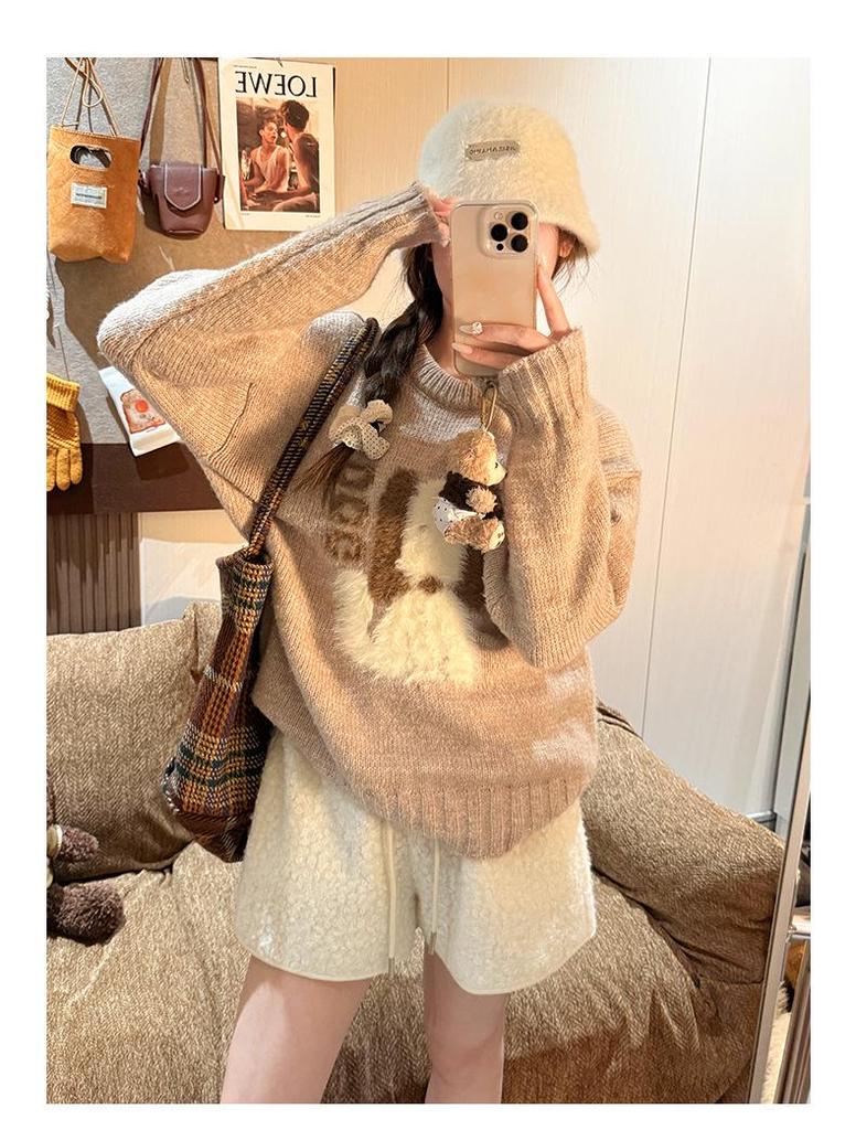 Women's High Waist Korean Style Lambswool A-line Bootcut Shorts