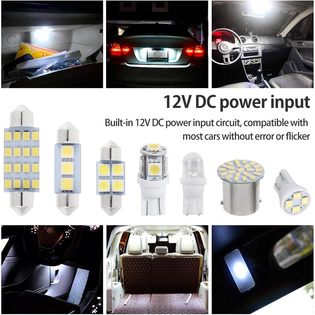 SMD LED Bulb 42PCS Xenon White Interior Light Bulbs T10 6000K SMD LED Replacement  Interior Light Bulbs for Cars Trunks RVs