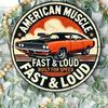 Vintage Round Tin Sign  American Muscle Fast  Loud Classic Muscle Car Retro Wall Decor for Garage Man Cave Auto Enthusiast G