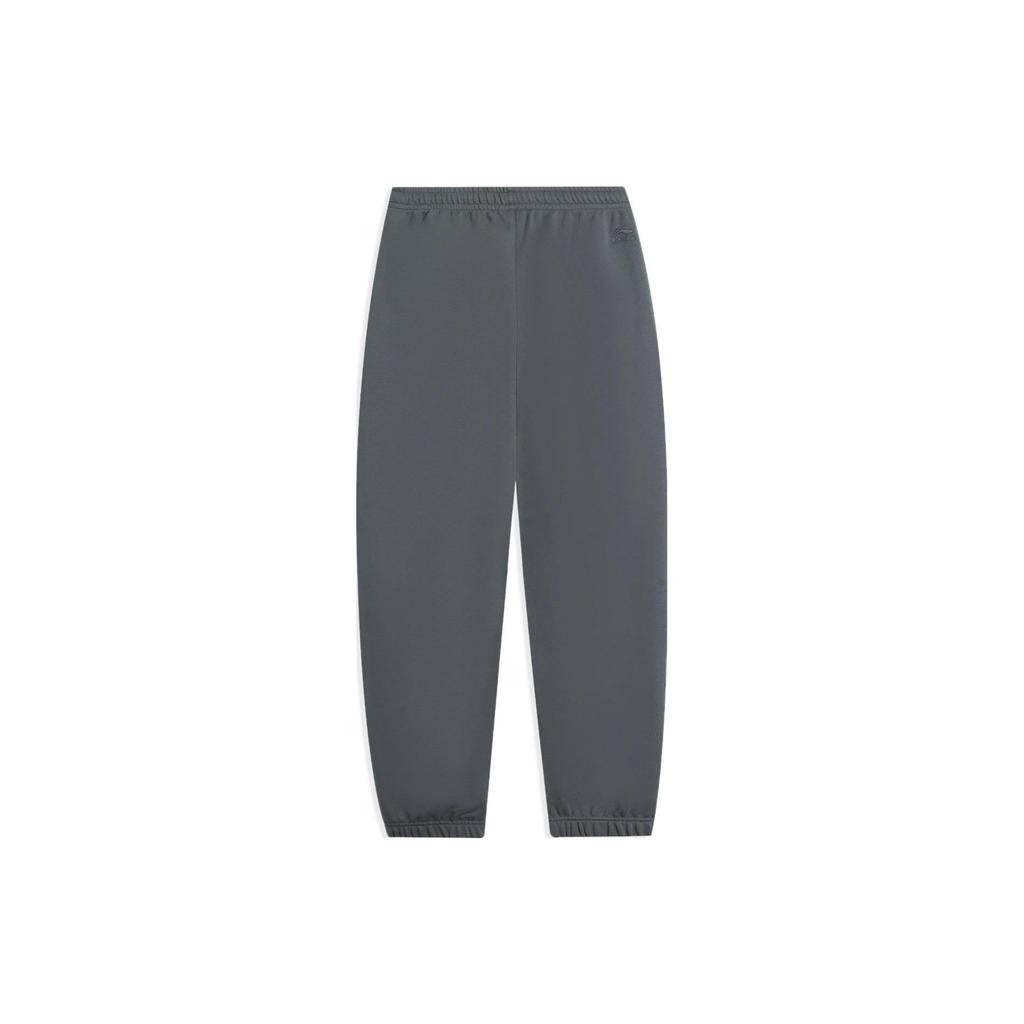 Li Ning Sports Lifestyle Series Solid Color Mid Waist Straight Leg Cuffed Knitted Sports Pants Men Pants Stone-Grey AKLSE93-1