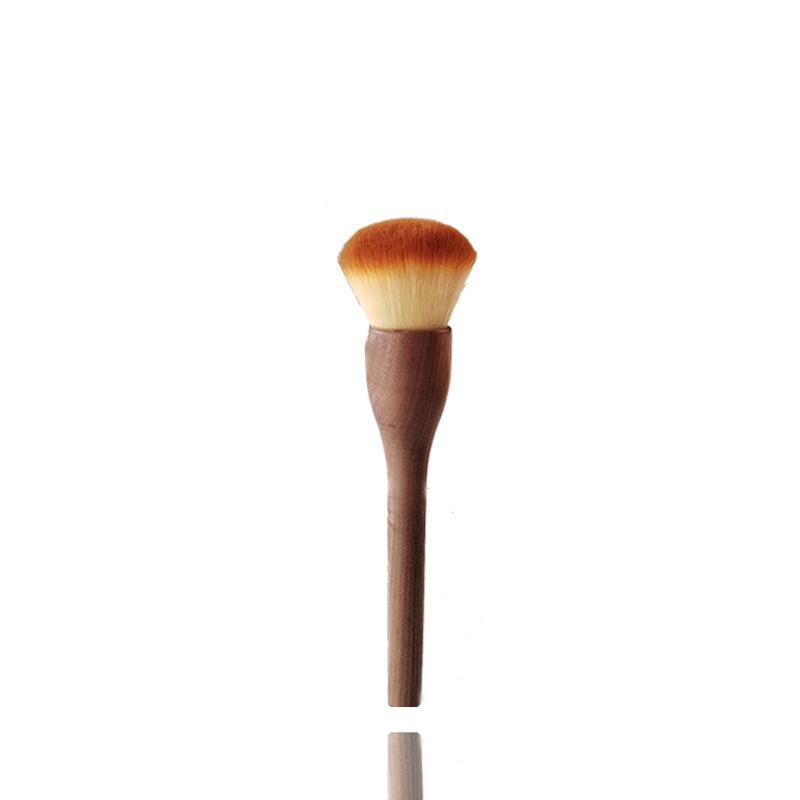 Weicher Puderpinsel, Flammen-Highlight-Rouge, Grundierungspinsel, Walnuss-Make-up-Pinsel, Grundierungspinsel, Pinsel für losen Puder, Lidschattenpinsel