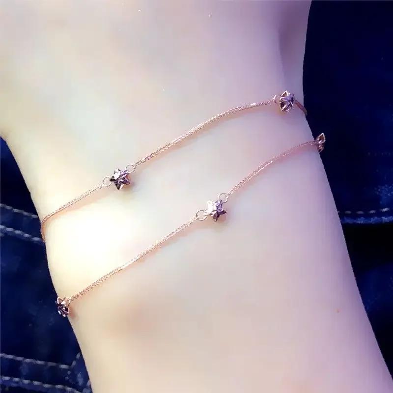 Creative pentagram chain bangles for women exquisite copper plated rose gold bracelets wedding Zircon