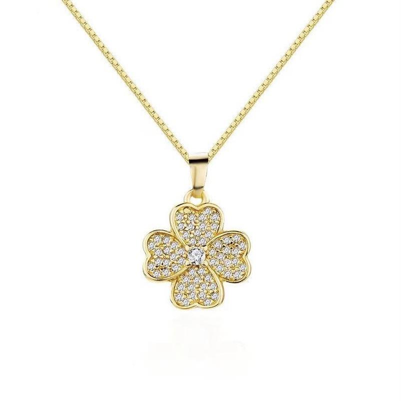 Lucky Clover Necklace Women'S Fashion Lamp Luxury Premium Transfer Bead Ins Style Niche Design Pendant Premium