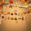 Farmhouse Thanksgiving Decor 12/24/36Pcs Wooden Hanging Decoration Autumn Pumpkin Maple Leaf Pendants Turkey Ornament Harvest Festival Party Pendant