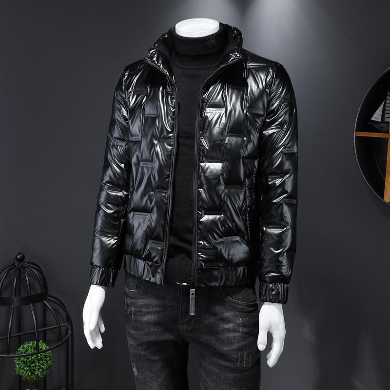 Men's Trendy Short Korean-Style Shiny Down Cotton Jacket - Thick, Warm, and Cold-Proof for Winter