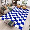 Tapijt met dambordpatroon in diverse stijlen met contrasterende blauw-groen-rode ruitjes, antislip vloerkleed voor de woonkamer.