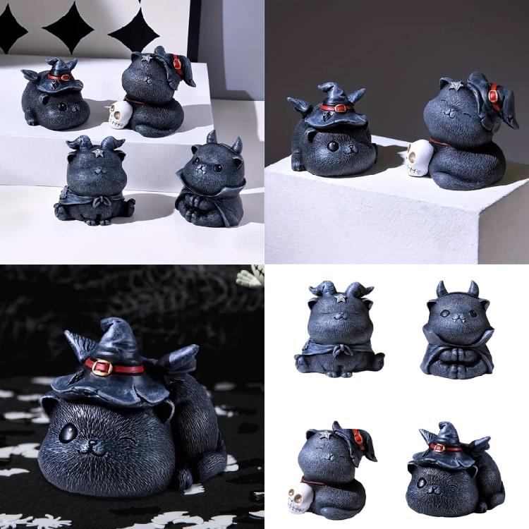Artistic Magics Cats Resins Sculpture Halloweens Home Accent Easy Cleans Shelf Decoration Holiday Gift Item