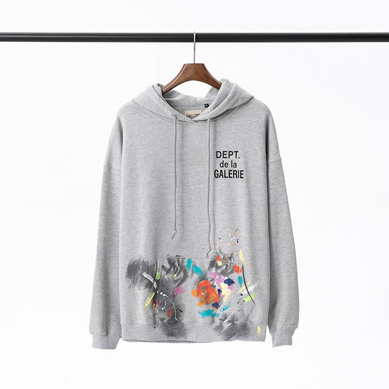 GALLERY DEPT Hoodie Men Women Oversized Cotton Fleece Pullover Sweatshirt Streetwear Loose Fit Long Sleeve