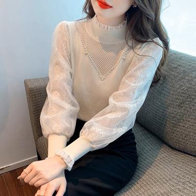 Half Turtleneck Sweater for Women New Spring Style Fashionable and Stylish Inner Shirt Lace High-end Bottoming Shirt Top