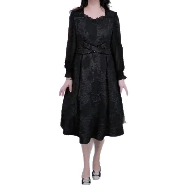 Spring 2025 Fashion Plus Size Suzhou Embroidery Jacquard Dress for Middle-Aged Women