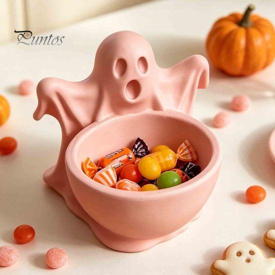 Functional Autumn Home Decor 3D Printed Ghost Candy Bowl for Halloween Party Decorations, Multi-functional Desktop Storage Organizer Trinkets