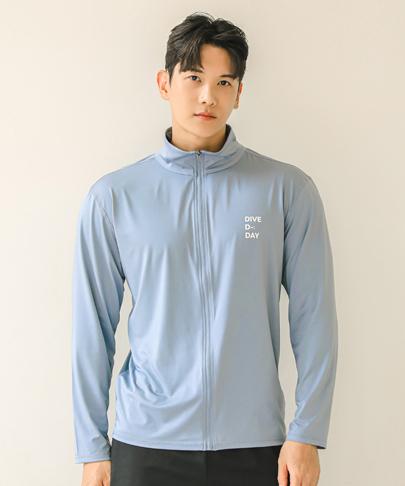 Tyubeuteuli Men'S Loose Fit Zip-Up Rash Guard Blooming Wash A705