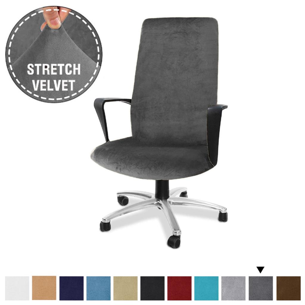 Velvet Stretch Office Chair Covers Computer Chair Slipcover Removable Washable Rotating Desk Rotating Boss Chair Slipcovers