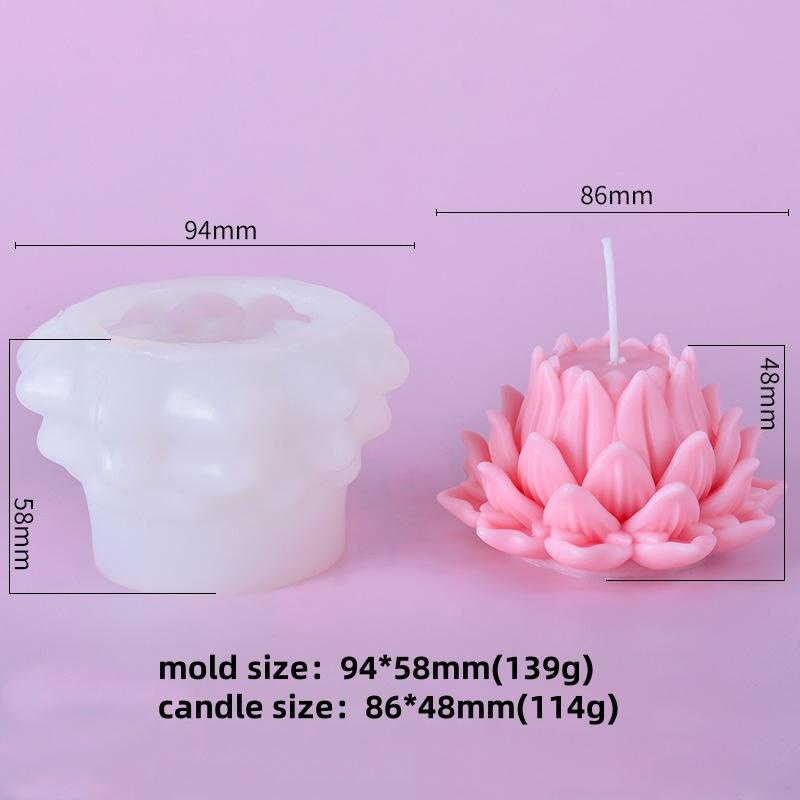 

DIY Lotus Aromatherapy Candle Silicone Molds Manual Simulation Flower Gypsum Soap Resin Mold Chocolate Candy Cake Baking Tool