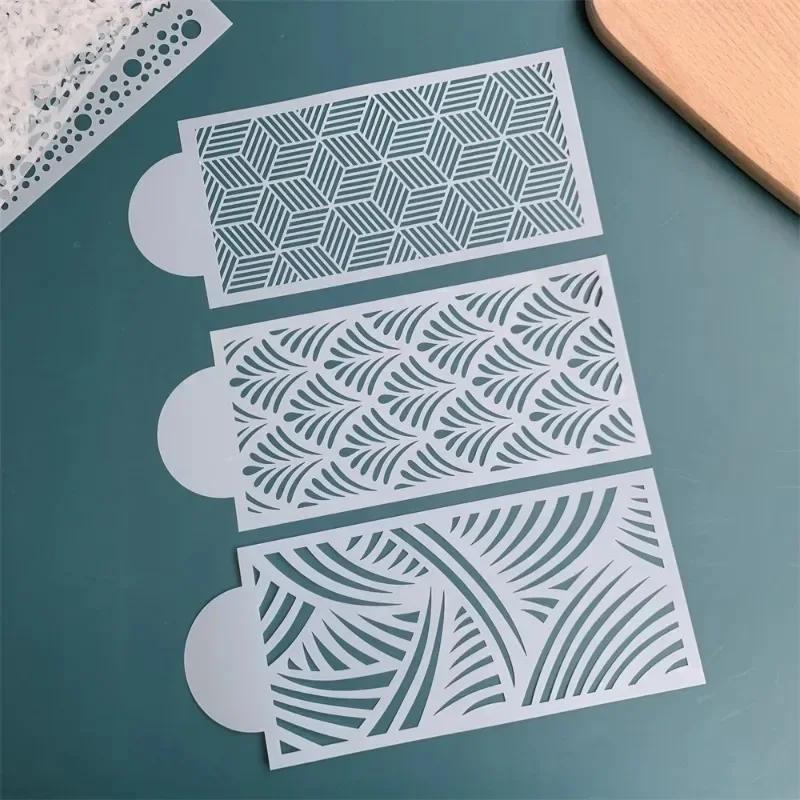 Fondantkaka Nätstämplar Stenciler Prägling för dekorationsverktyg Plast Sprayform Bröllopskakor Choklad Ritning Målning